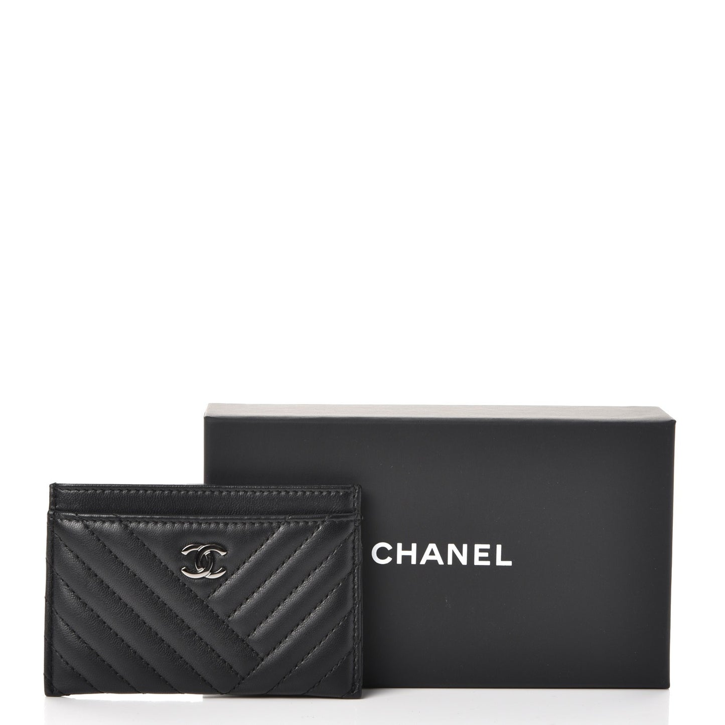 Lambskin Quilted CC Crossing Card Holder Black