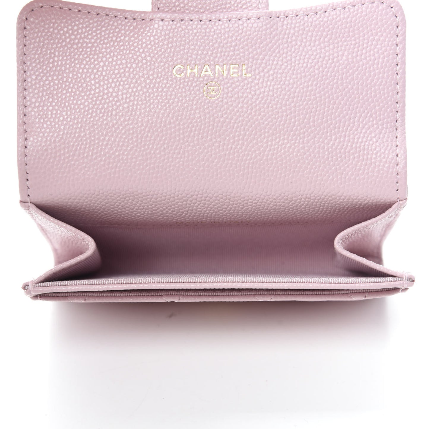 Caviar Quilted Flap Card Holder Wallet Light Pink
