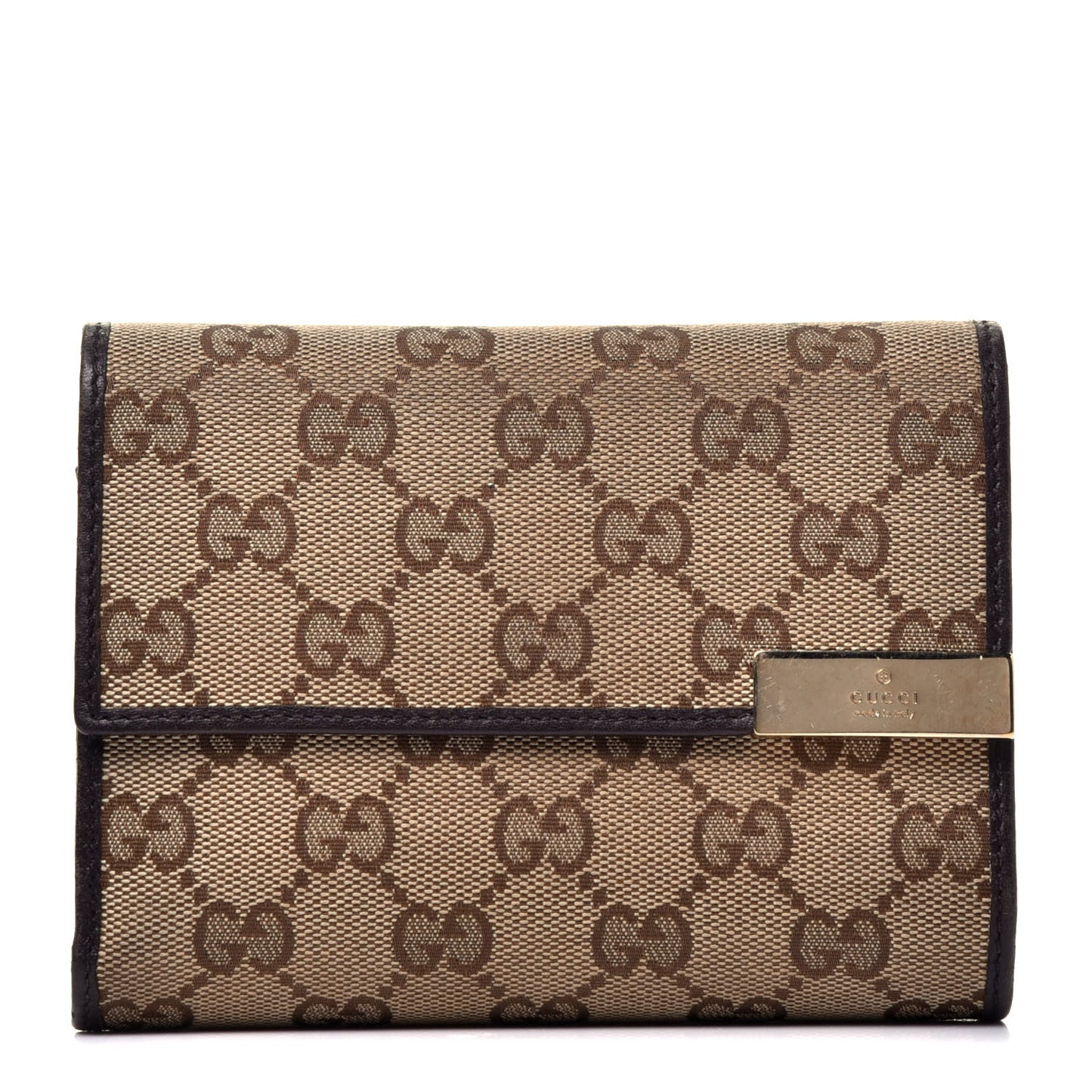 Monogram Margaux Calfskin Dice Compact Trademark Wallet Beige Ebony Cocoa
