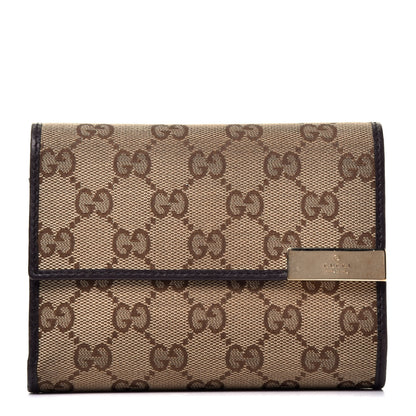 Gucci Monogram Margaux Calfskin Dice Compact Trademark Wallet Beige Ebony Cocoa 1 of 7