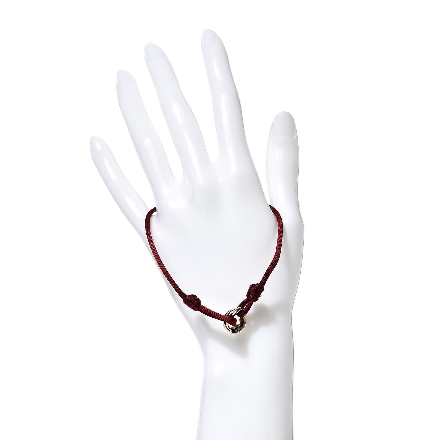 Cartier 18K Pink Yellow White Gold Trinity Cord Bracelet Red 2 of 8