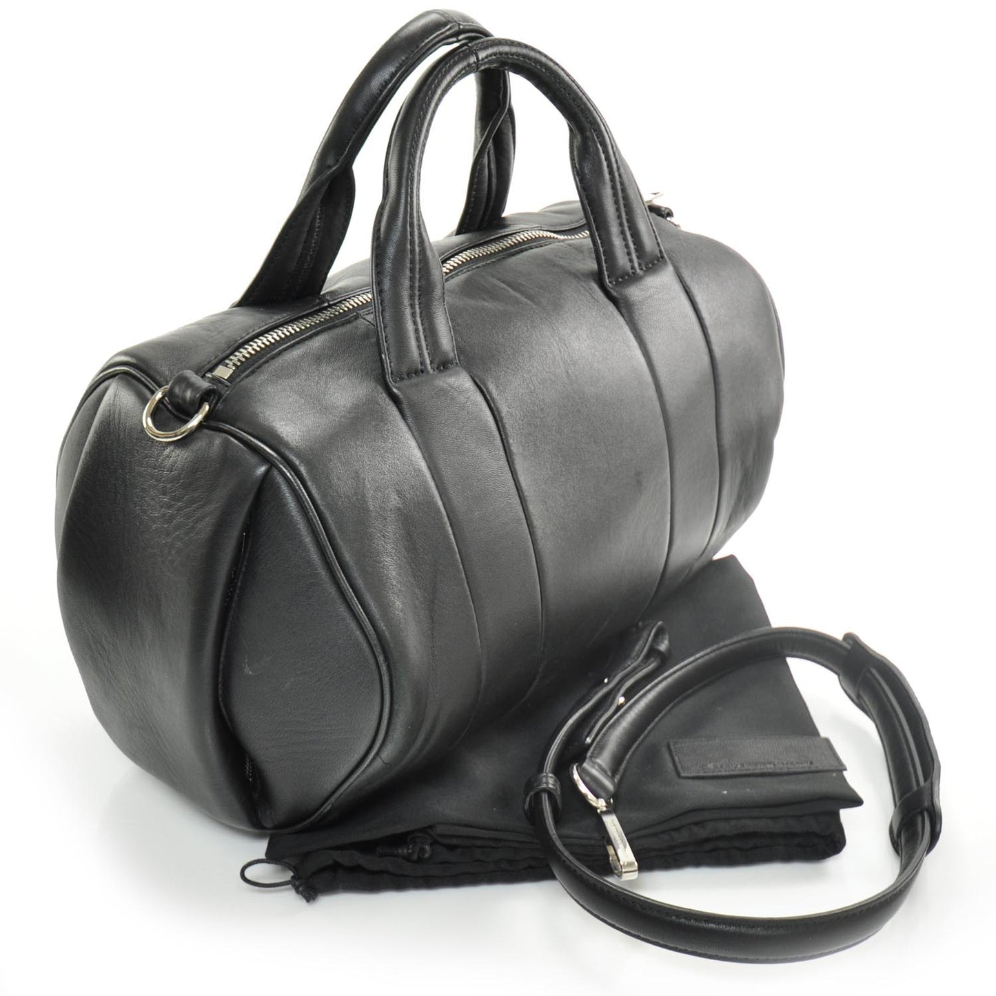 Leather Resin Rivet Rocco Duffel Bag Black