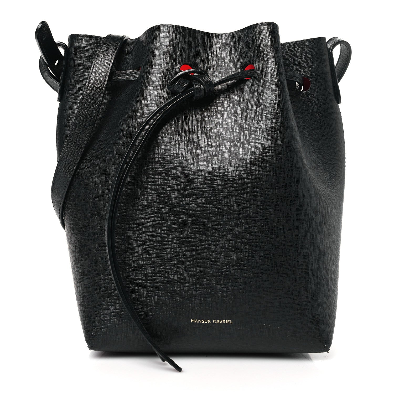 Mansur Gavriel Saffiano Mini Bucket Bag Black Flamma 1 of 13
