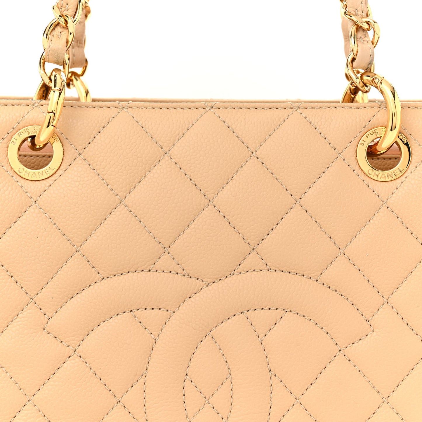 Caviar Quilted Grand Shopping Tote GST Beige Clair