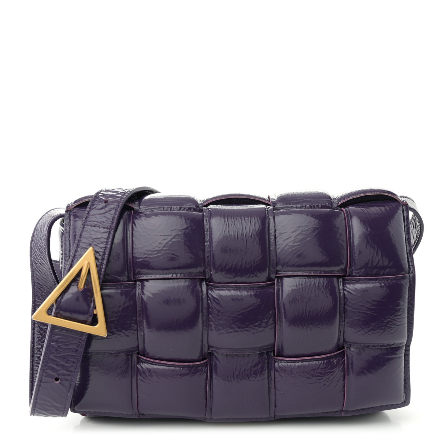 Textured Deerskin Maxi Intrecciato Padded Cassette Crossbody Bag Raisin