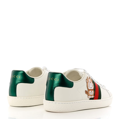 Gucci X DORAEMON Calfskin Fujiko Embroidered Womens Ace Sneakers 37 White Green 4 of 9