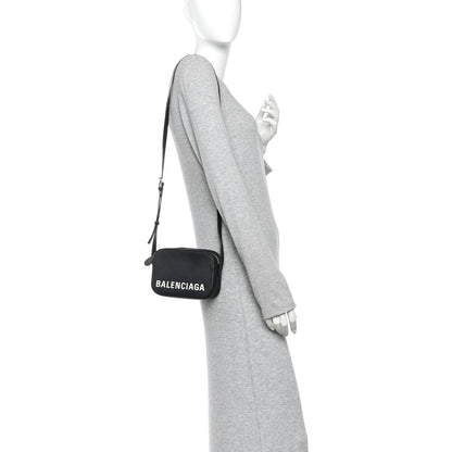 Balenciaga Signature Grained Calfskin Logo XS Ville Camera Bag Black White 2 of 9