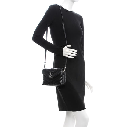Saint Laurent Calfskin Y Quilted Monogram Toy Loulou Crossbody Bag Black 2 of 9