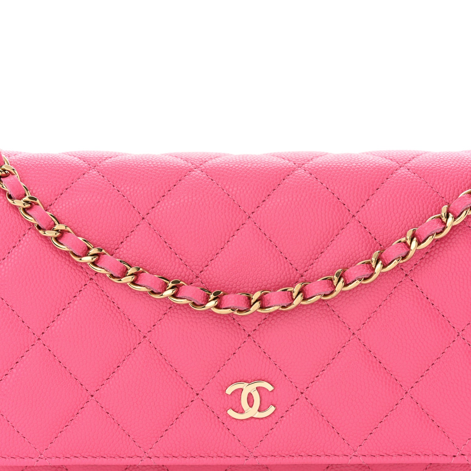 Chanel Caviar Quilted Wallet on Chain WOC Pink 9 of 12