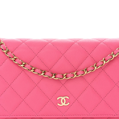 Chanel Caviar Quilted Wallet on Chain WOC Pink 9 of 12