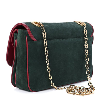 Gucci Suede Azalea Calfskin Small Marina Chain Shoulder Bag Green Red 2 of 11