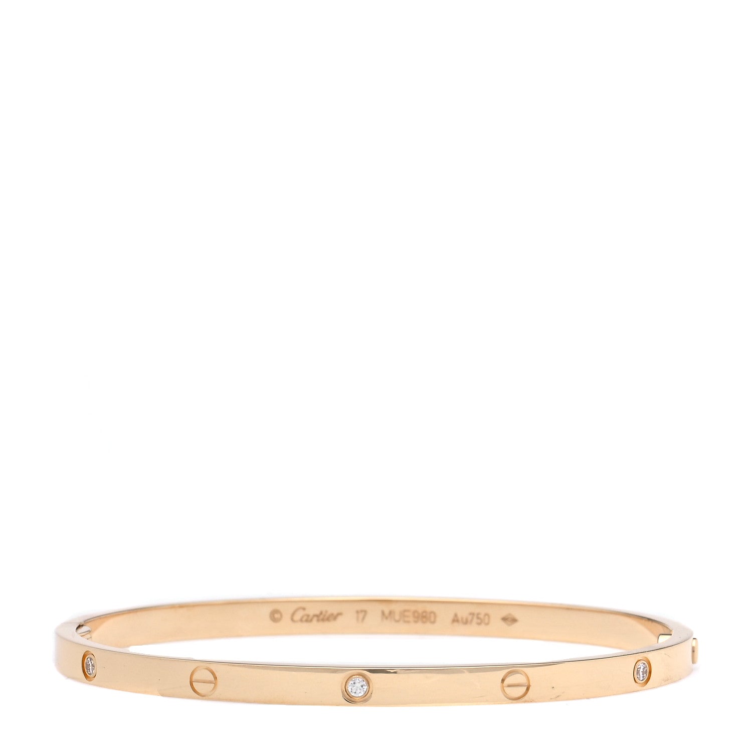 Cartier 18K Yellow Gold 6 Diamond Small LOVE Bracelet 17 1 of 7