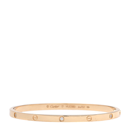 Cartier 18K Yellow Gold 6 Diamond Small LOVE Bracelet 17 1 of 7