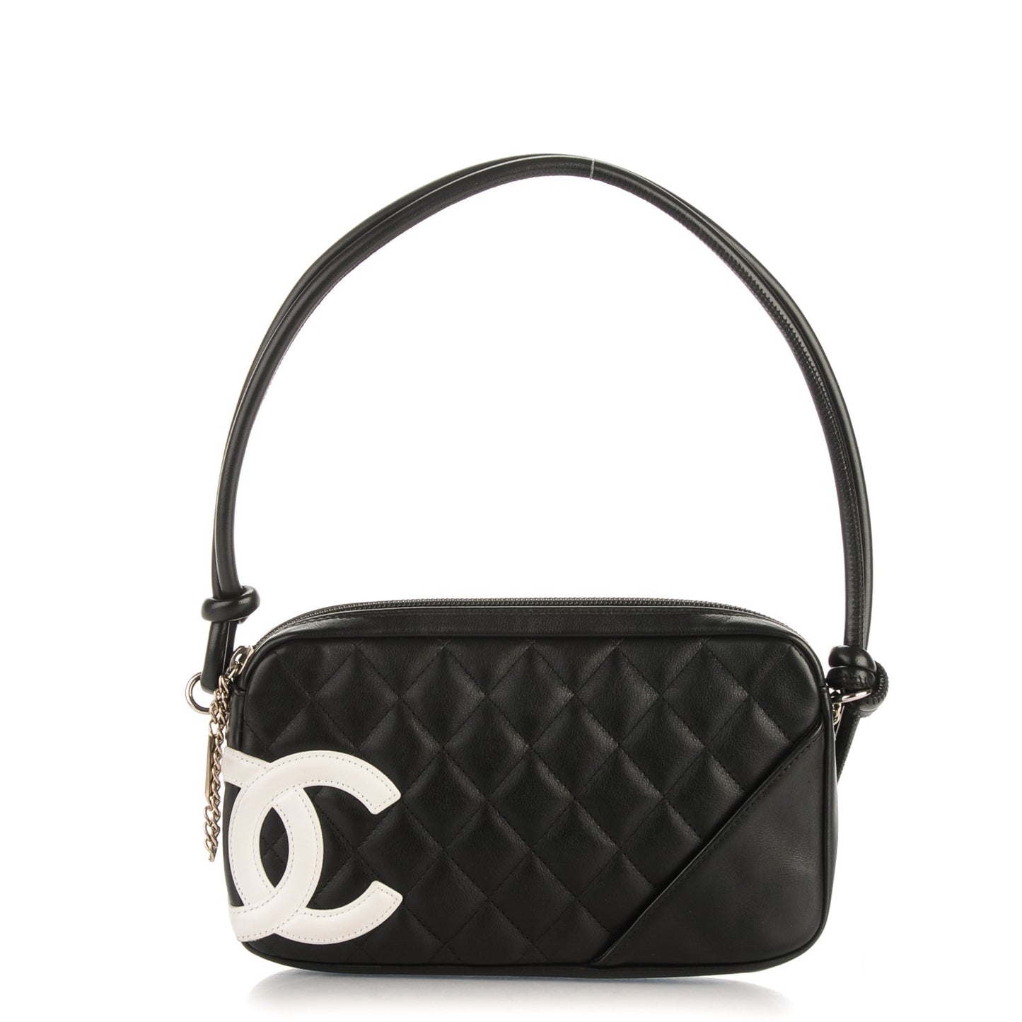 Calfskin Quilted Cambon Pochette Black White