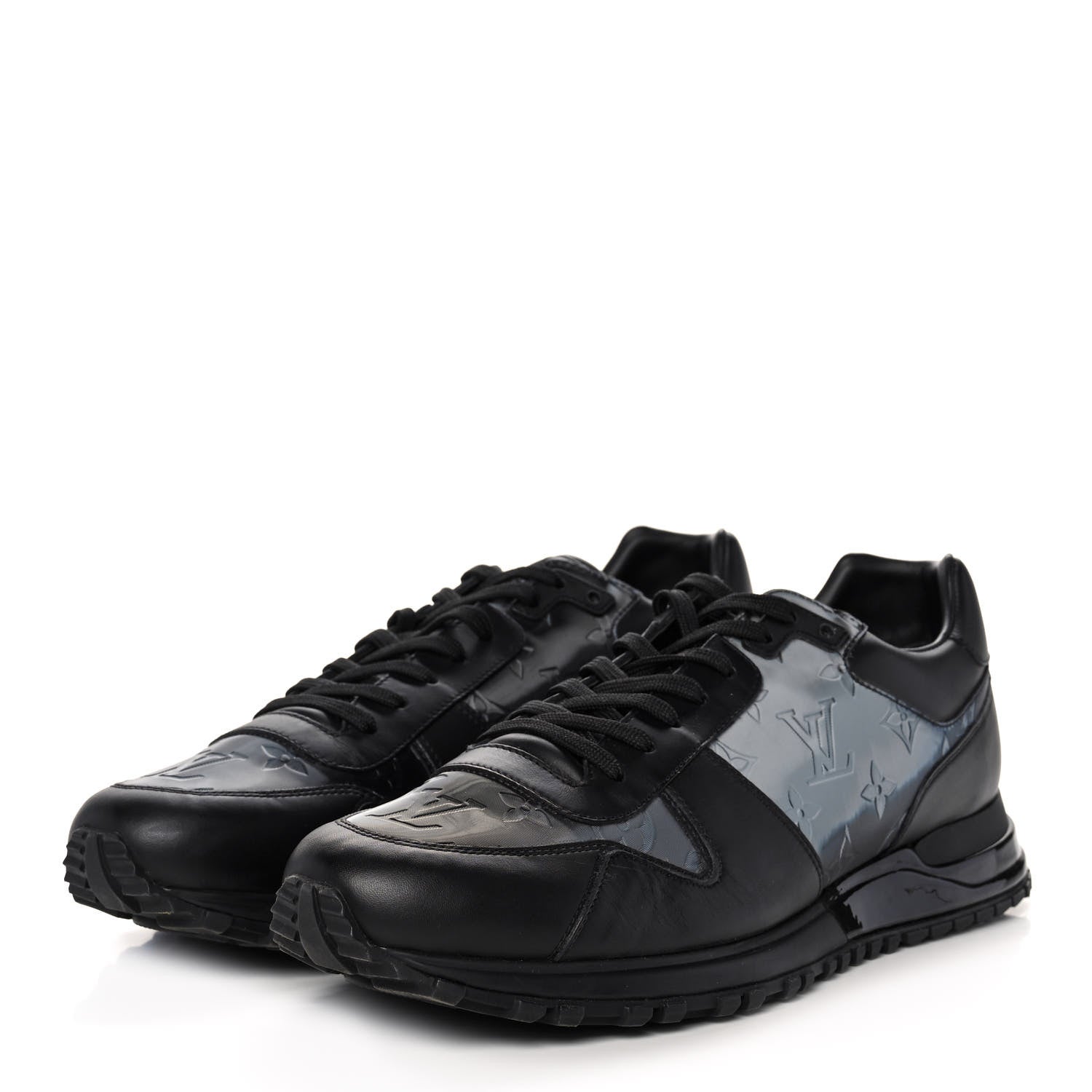 Louis Vuitton Calfskin Iridescent Monogram Rivoli Sneakers 10 Black 3 of 8