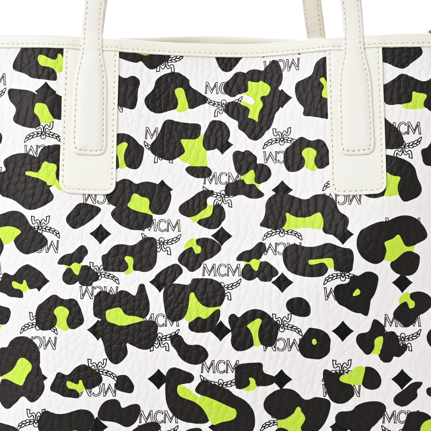 MCM Leopard Visetos Medium Aren Shopper Tote White 8 of 10