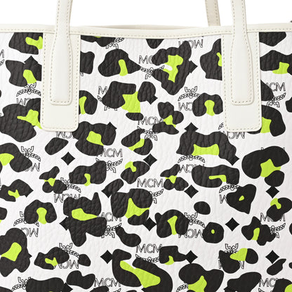 MCM Leopard Visetos Medium Aren Shopper Tote White 8 of 10