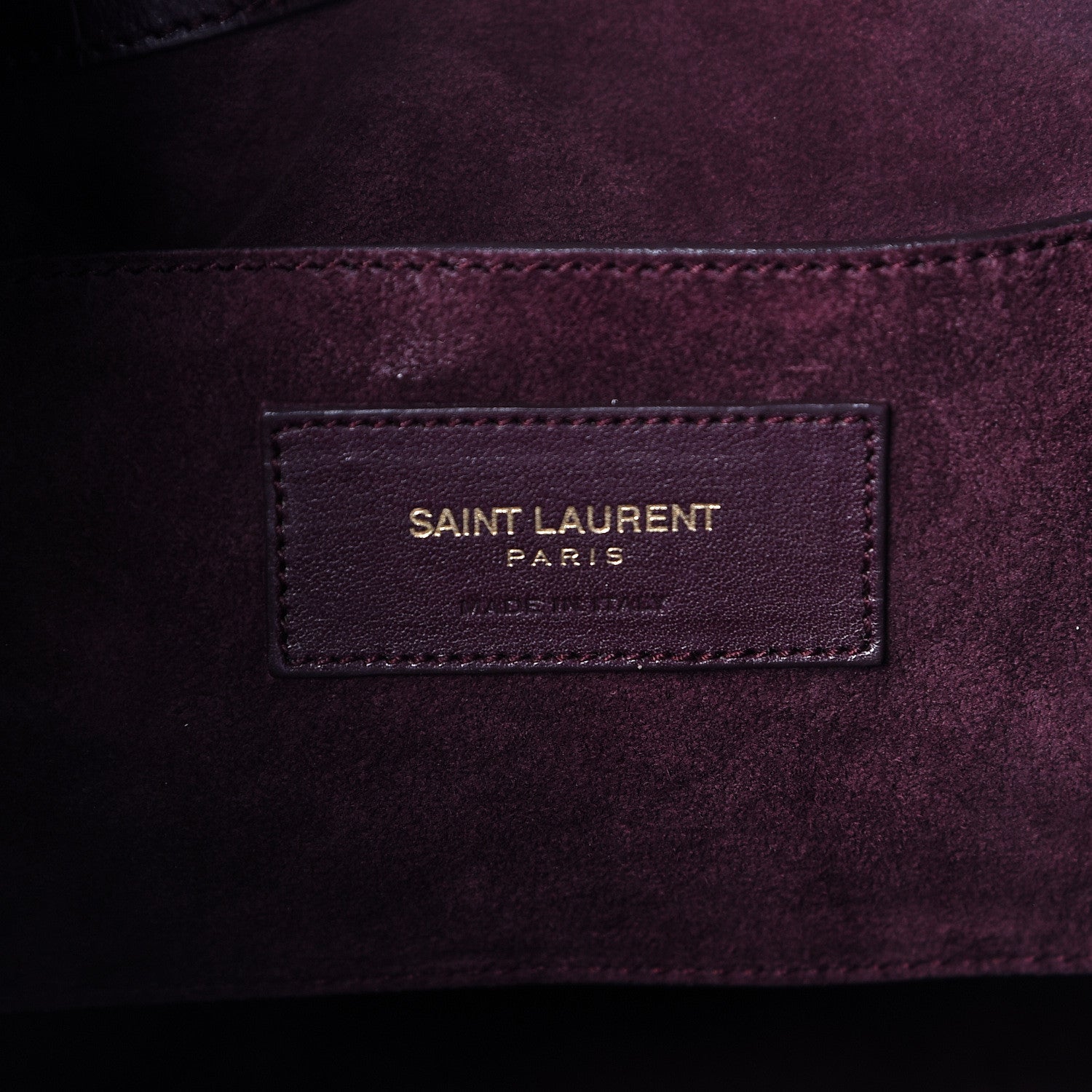 Saint Laurent Calfskin Crocodile Embossed Large Emmanuelle Bucket Bag Burgundy 6 of 12