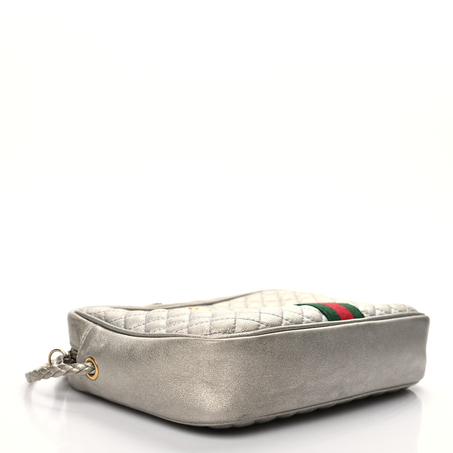 Laminated Nappa Web Trapuntata Small GG Shoulder Bag Argento