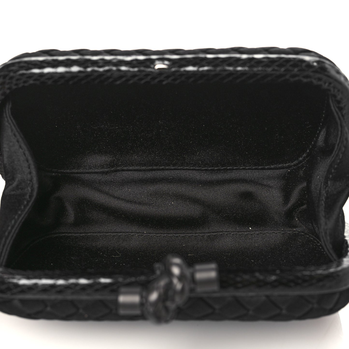 Satin Intreccio Impero Ayers Knot Clutch Black