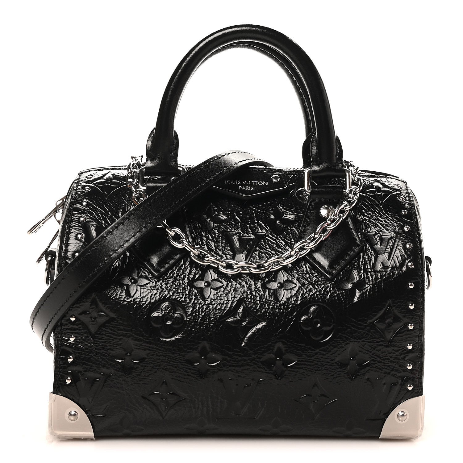 Louis Vuitton Calfskin Monogram Saga Speedy Trunk 20 Black 1 of 9
