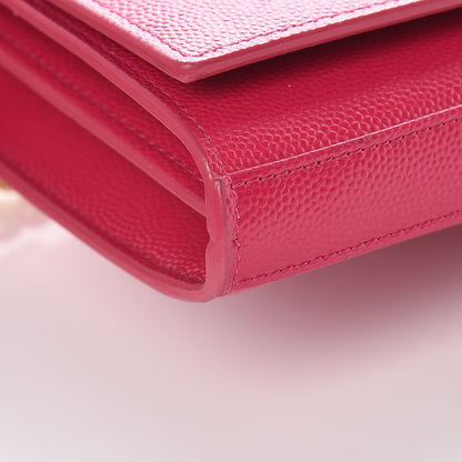 Saint Laurent Grain De Poudre Monogram Chain Wallet Bubblegum 8 of 10