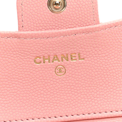 Chanel Caviar Flat Chevron Quilted Compact Flap Wallet Pink 6 of 8