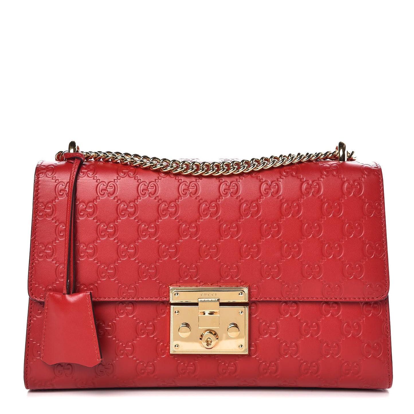 Guccissima Medium Padlock Shoulder Bag Hibiscus Red