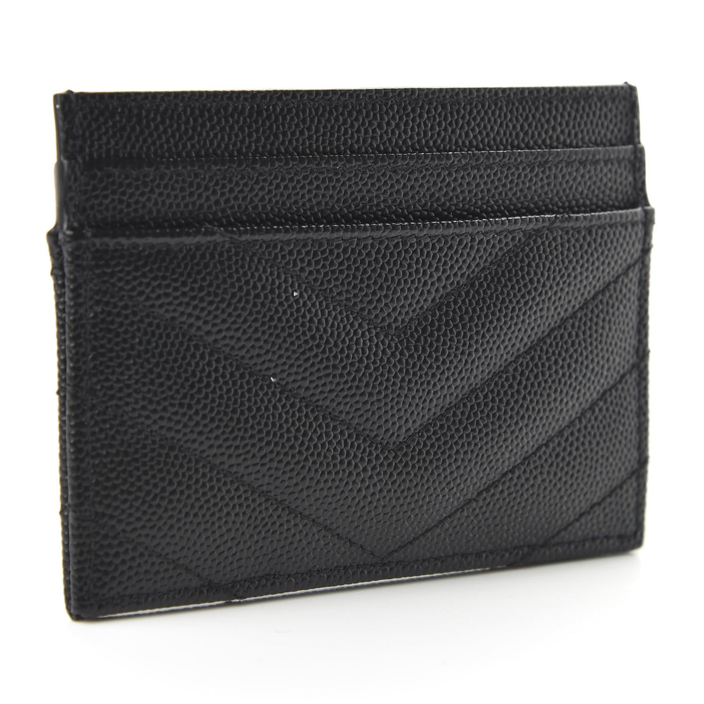 Grain De Poudre Matelasse Chevron Monogram Credit Card Case Black