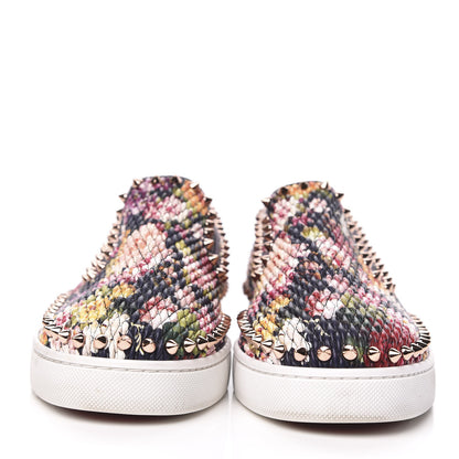 Christian Louboutin Tissu Baigneause Spikes Womens Pik Boat Flat Sneaker 40 Multicolor Rame 2 of 9