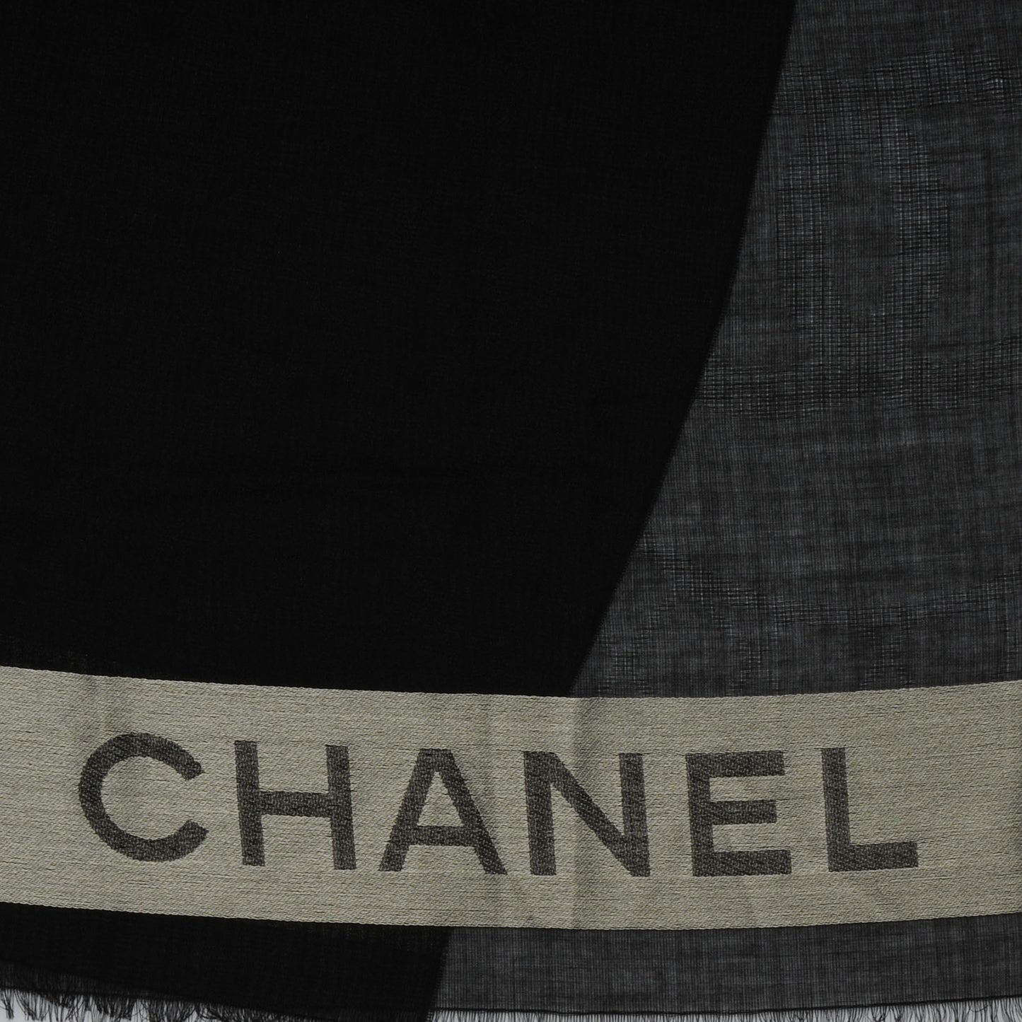 Cashmere Wool Silk CC Logo Scarf Black
