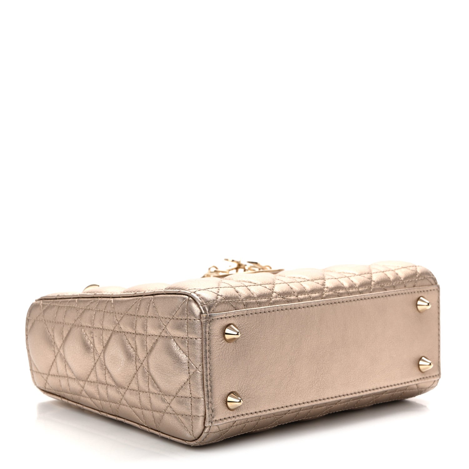 Christian Dior Metallic Lambskin Cannage Small My ABCDior Lady Dior Gold 4 of 11