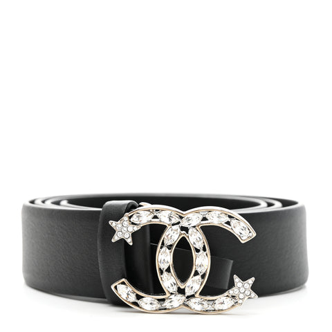 Calfskin Crystal CC Starfall Belt 85 34 Black