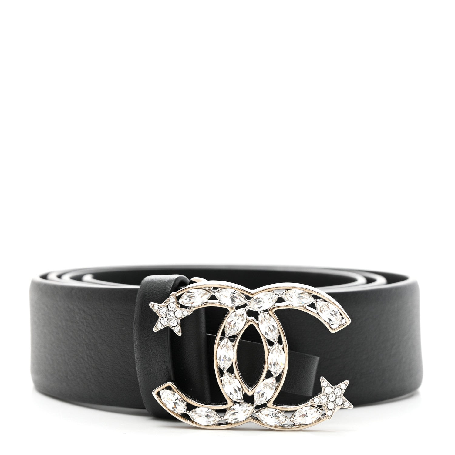 Chanel Calfskin Crystal CC Starfall Belt 85 34 Black 1 of 7