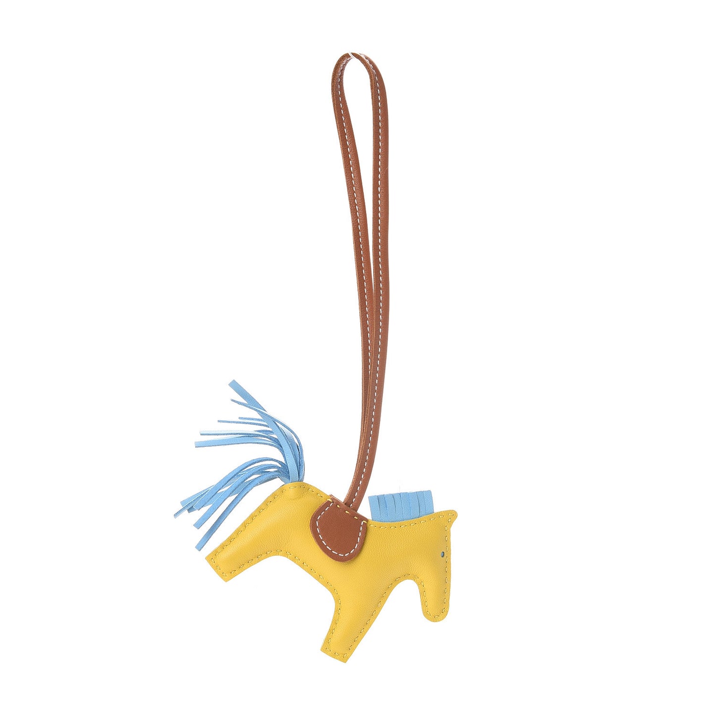 Milo Lambskin Grigri Rodeo Horse Bag Charm PM Jaune de Naples Celeste Gold