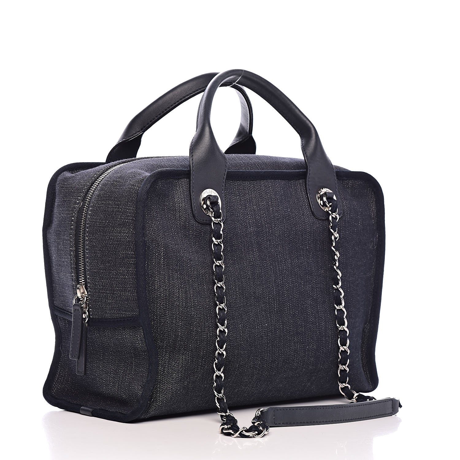 Chanel Denim Deauville Bowling Bag Dark Blue 3 of 13