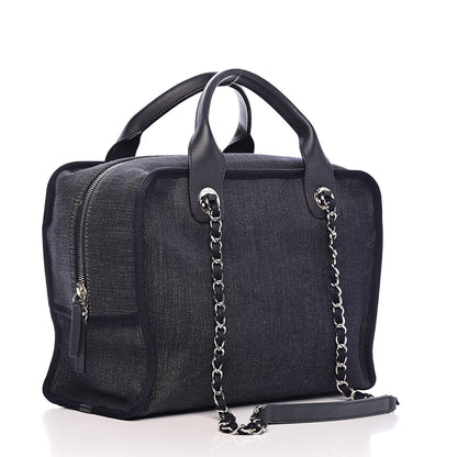 Chanel Denim Deauville Bowling Bag Dark Blue 3 of 13