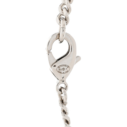 Chanel Crystal Baguette CC Mirror Pendant Necklace Silver 5 of 5