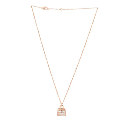 Hermes 18K Rose Gold Diamond Birkin Amulettes Pendant Necklace 3 of 6
