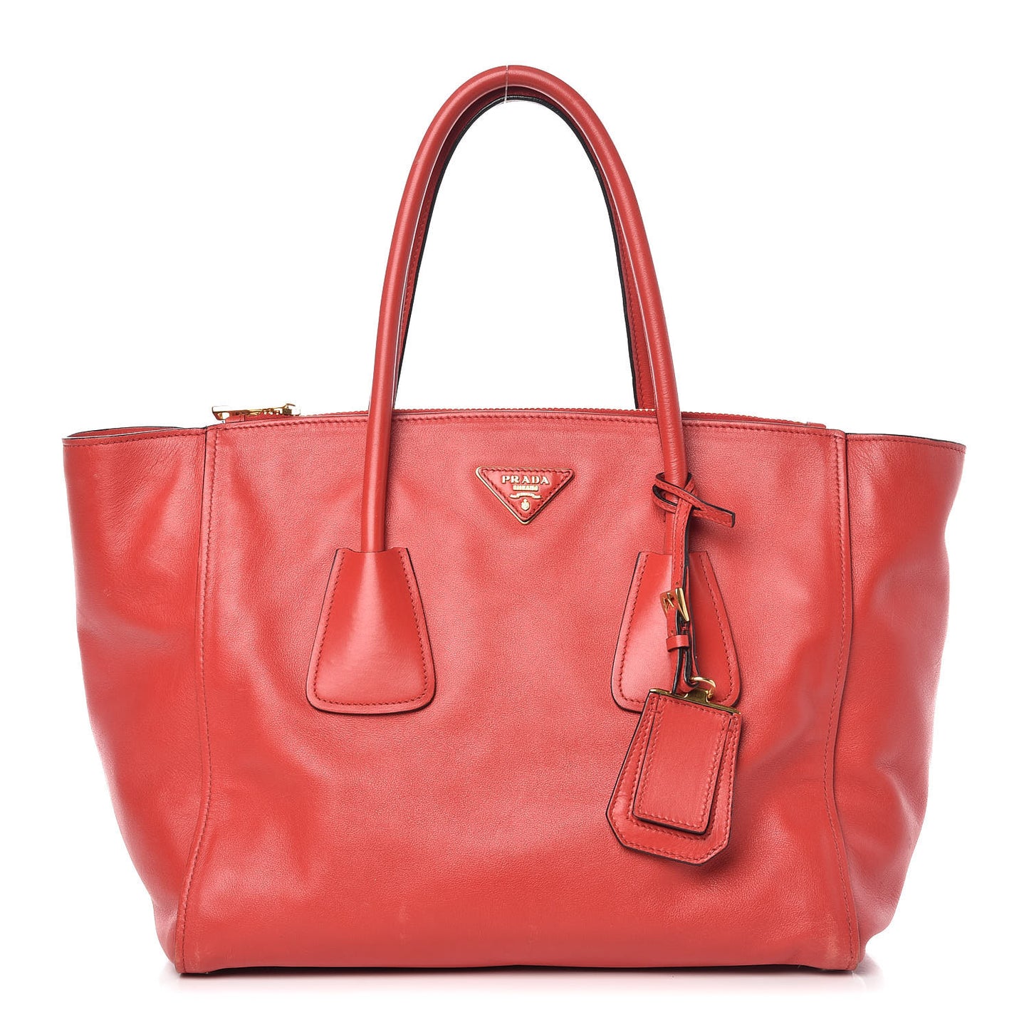 Glace Calfskin Twin Pocket Tote Fuoco