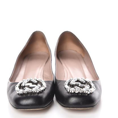 Gucci Nappa Crystal Interlocking G Low Heel Pumps 38 Black 2 of 14