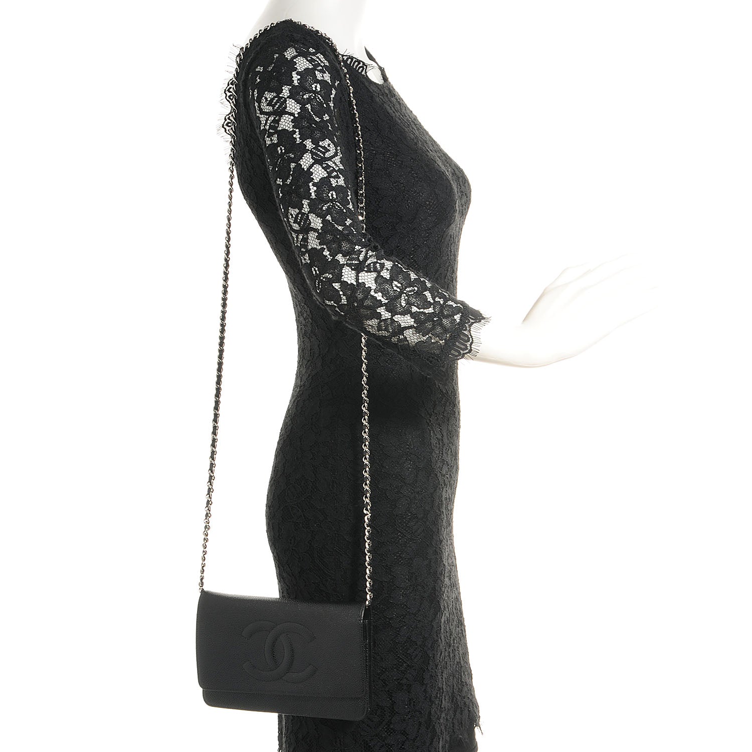 Chanel Caviar Timeless CC Wallet on Chain WOC Black 2 of 9