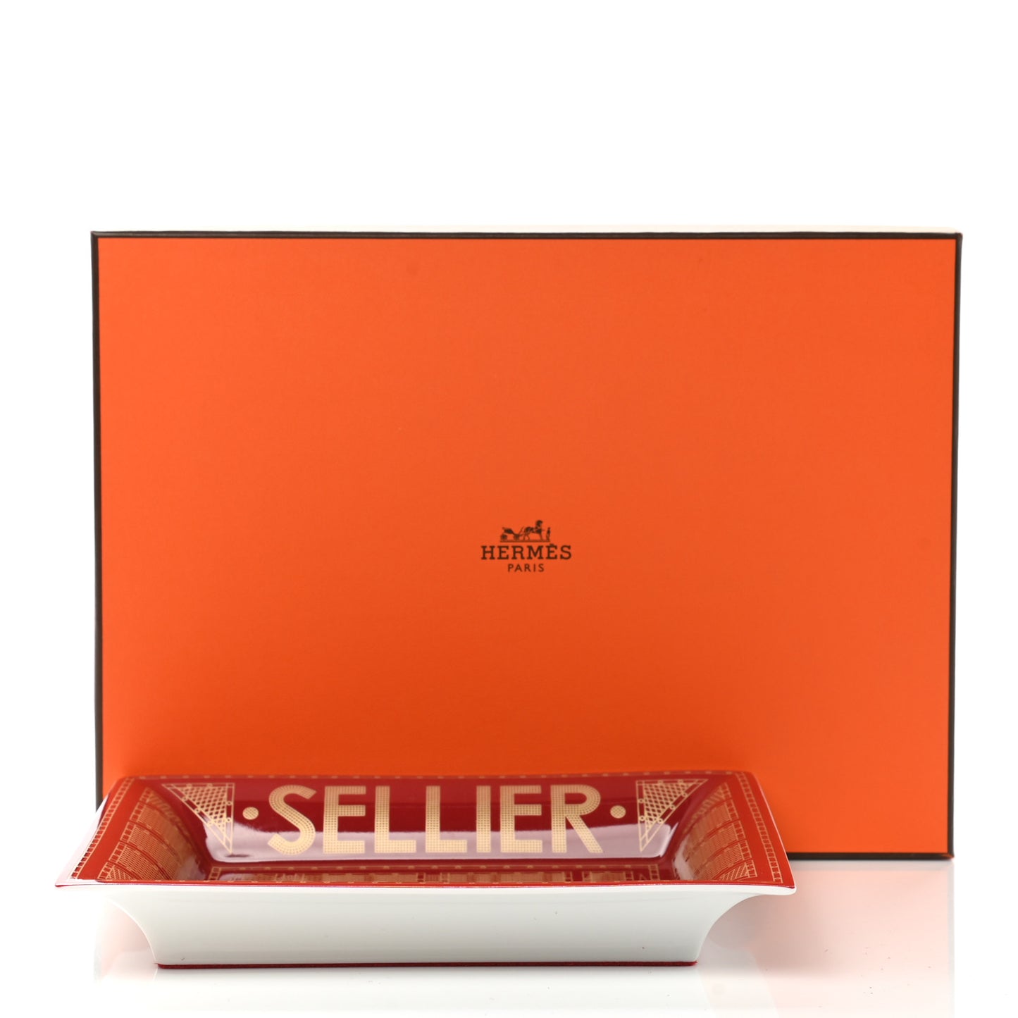 Porcelain Sellier Change Tray Rouge Or