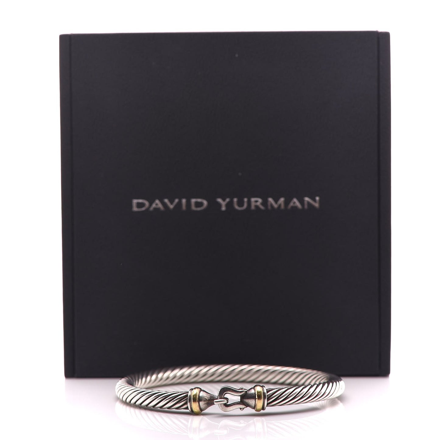 Sterling Silver 18K Yellow Gold 5mm Cable Classic Buckle Bracelet