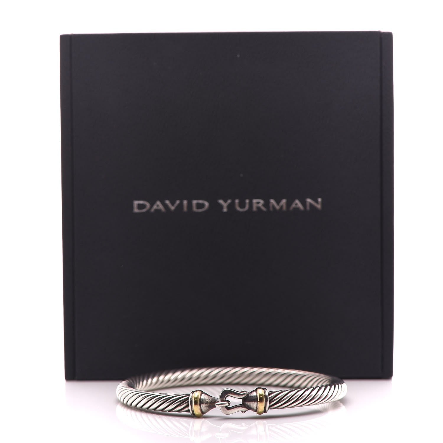 David Yurman Sterling Silver 18K Yellow Gold 5mm Cable Classic Buckle Bracelet 5 of 5