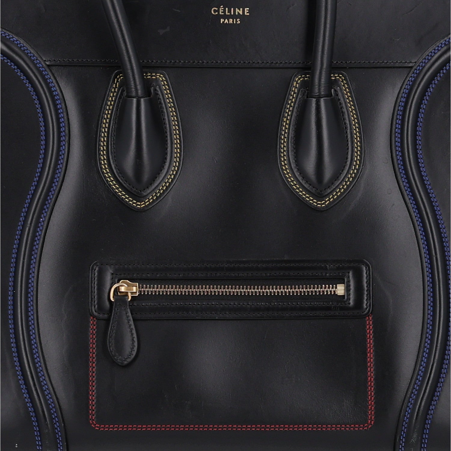 Celine Smooth Calfskin Multicolor Double Stitching Micro Luggage Black 8 of 10