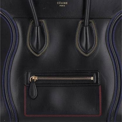 Celine Smooth Calfskin Multicolor Double Stitching Micro Luggage Black 8 of 10