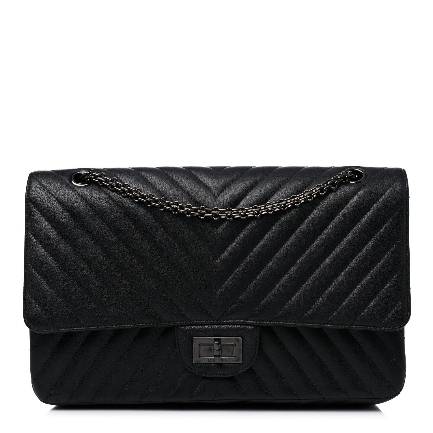 Chanel Sheepskin Chevron Quilted 2.55 Reissue 227 Flap So Black 1 of 15