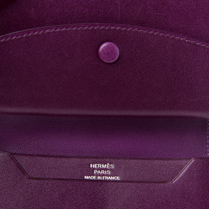 Hermes Tadelakt Lizard Bearn Card Holder Wallet Violet Bleu Petrole 6 of 6
