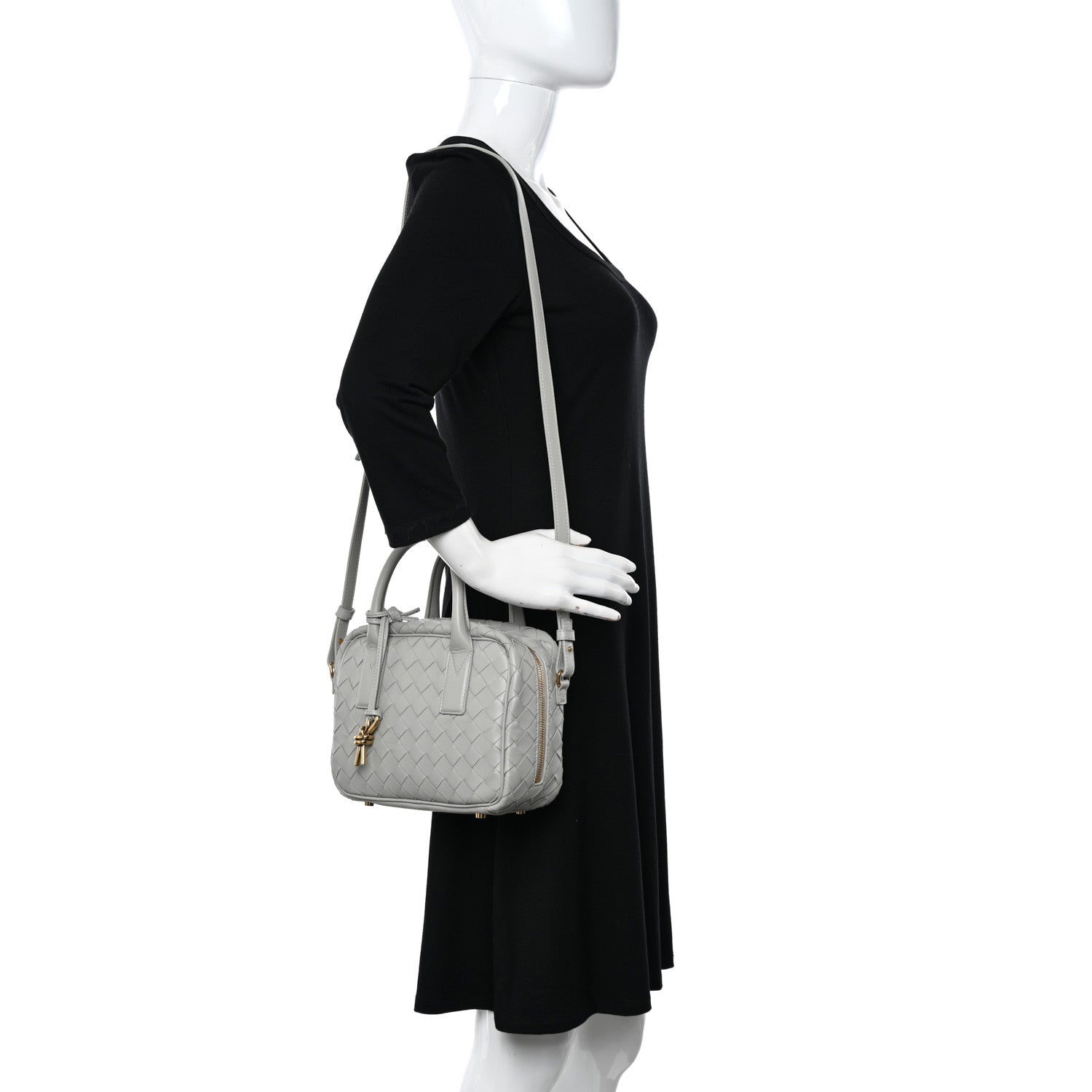 Bottega Veneta Lambskin Intrecciato Small Getaway Agate Grey 2 of 11